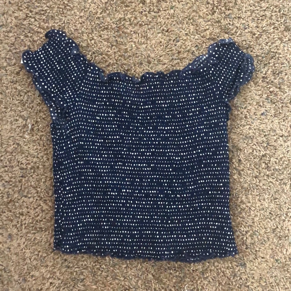 Off the Shoulder Polka Dot Crop Top